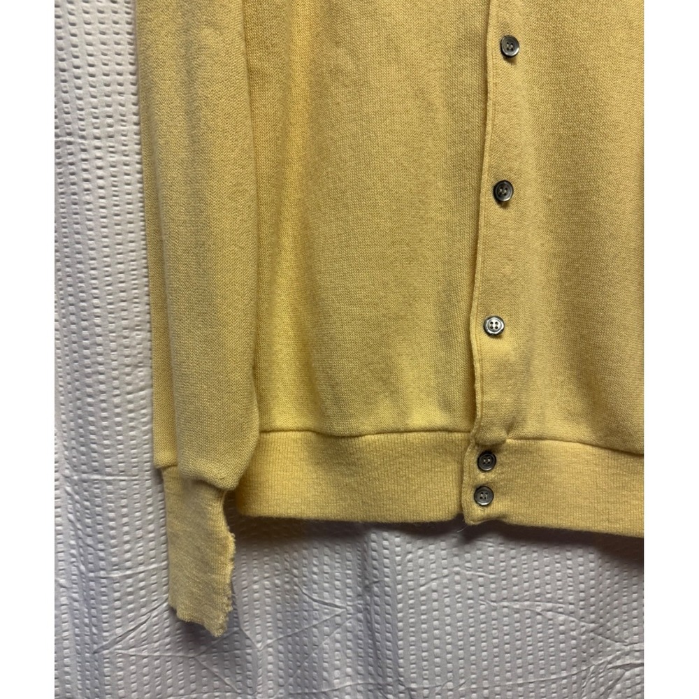 Vintage Izod Lacoste Cardigan Sweater Mens Large Yellow Grandpa Preppy USA Croc - Picture 2 of 13